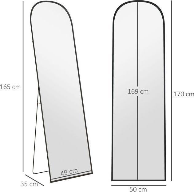 Actual product image Swisshandel24 Standspiegel, Ganzkörperspiegel, modernes Design, 50 cm x 1,5 cm x 161,5 cm, Schwarz