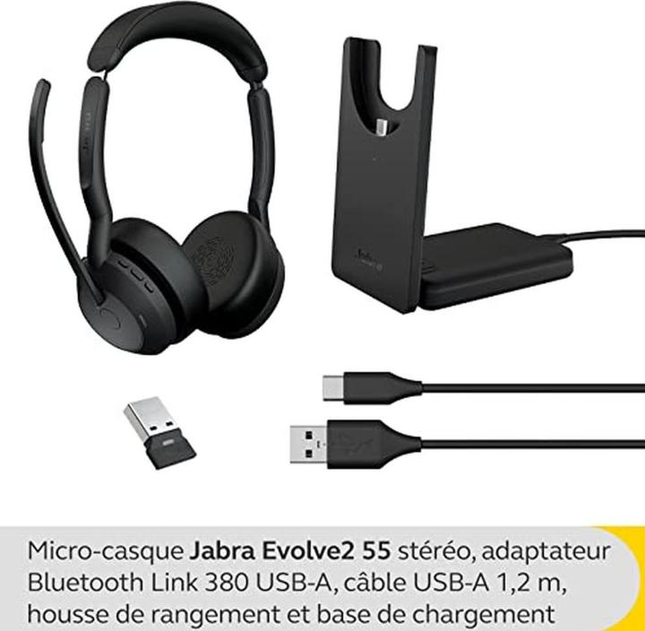 Image du produit Jabra Evolve2 55 UC + Ladestation (Sans fil, Filaire, USB-A)