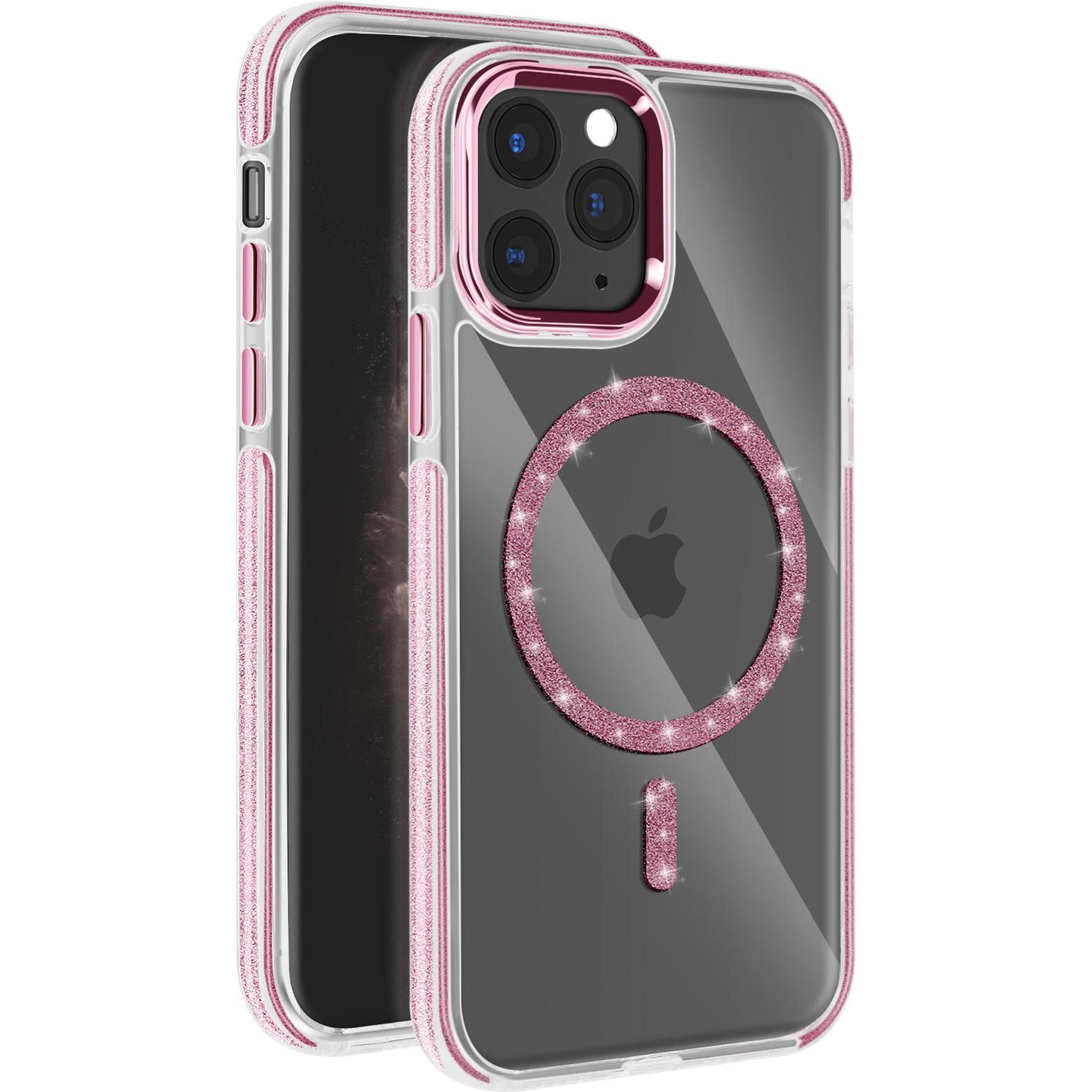 Avizar MagSafe Glitzer (Apple iPhone 11 Pro Max), Smartphone Hülle, Rosa