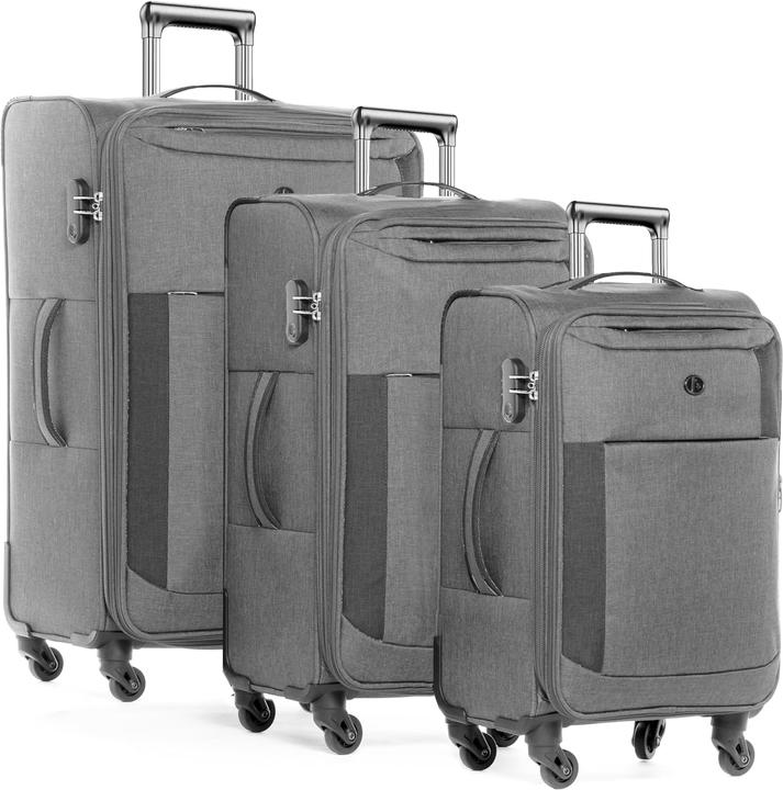 Produktbild Fergé Kofferset Weichschale 3 teilig Grau und Dunkelgrau (110 l)