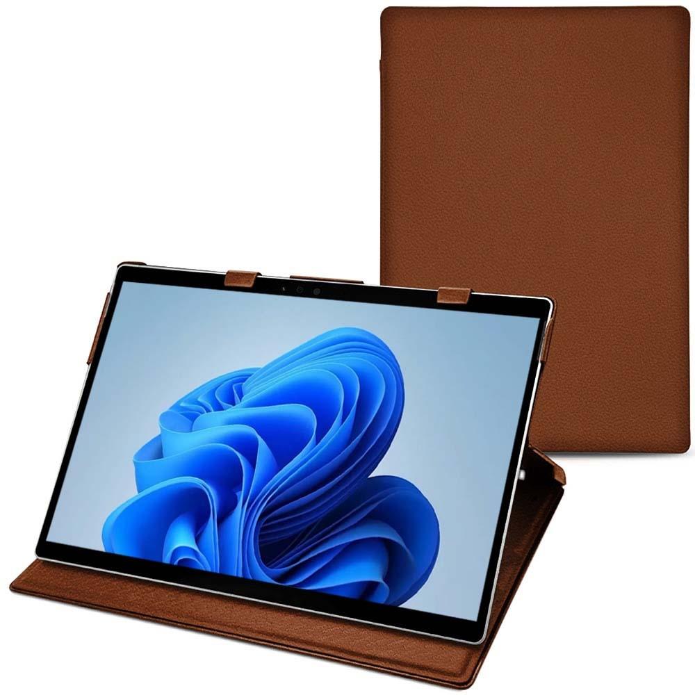 Thumbnail - Noreve Lederschutzhülle vertikal (Microsoft Surface Pro 8), Tablet Hülle, Braun