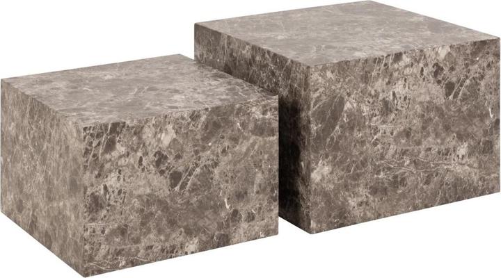 AC Design Table basse Dice papier brut Emperador marron (58 x 58 x 40 cm)