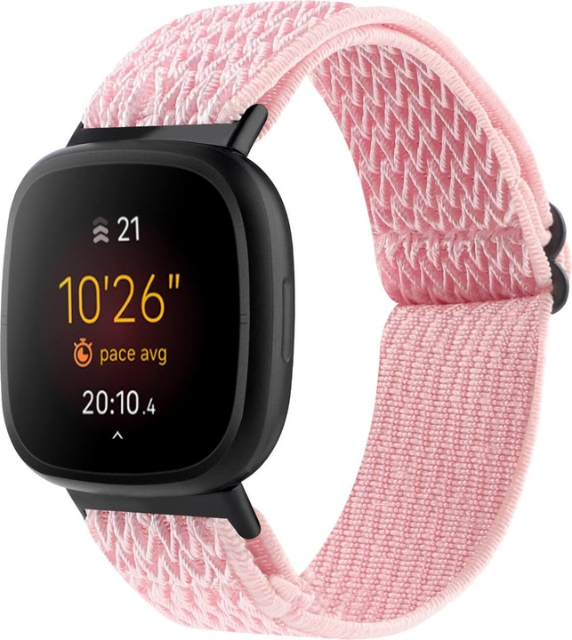 Cover-Discount Fitbit Versa 4 / Sense 2 - Bracelet de remplacement en nylon rose (Nylon, Versa 3, Sense)