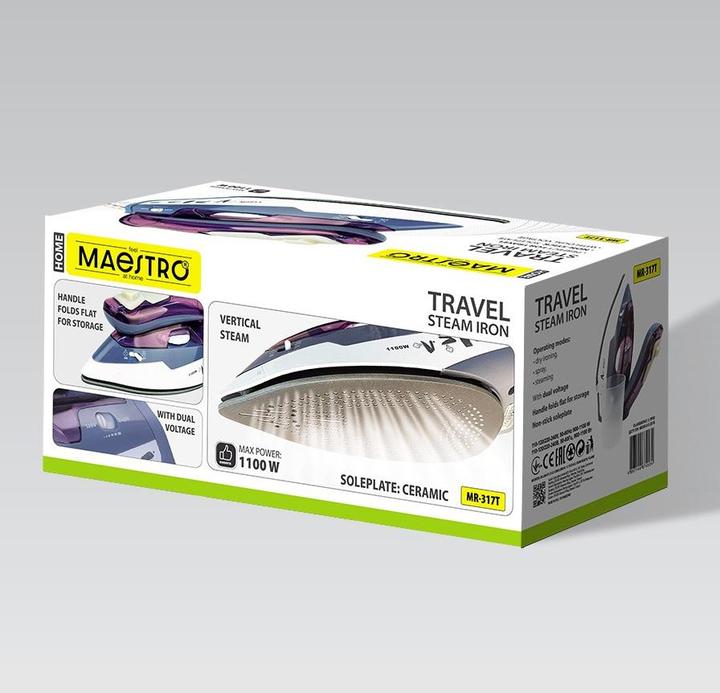 Actual product image Maestro Dampfbügeleisen MR-317T Reise-Bügeleisen 1100W Violett (1100 W)