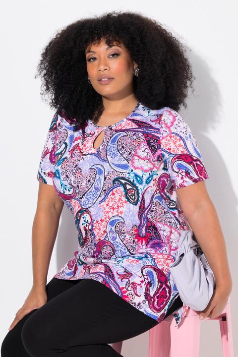 Actual product image Ulla Popken Paisley Print Short Sleeve Knit Tunic (62)