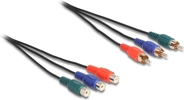Produktbild Delock Cinch RGB Verlängerungskabel 3 x Stecker zu 3 x Buchs (1 m)