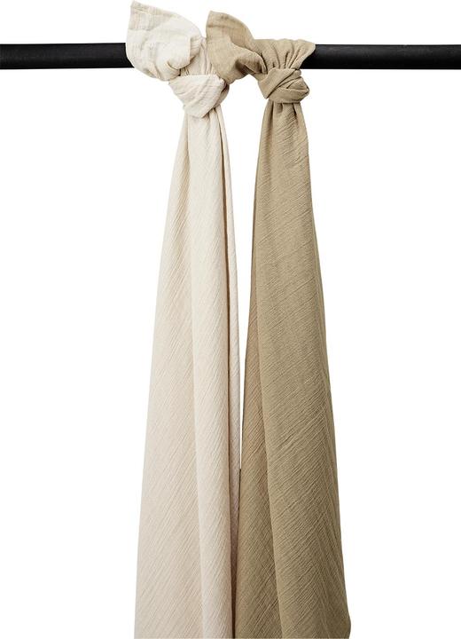 Produktbild Meyco Baby Uni swaddle - 2er pack - pre-washed musselin - soft sand/taupe - 120x120cm (120 cm, 120 cm)