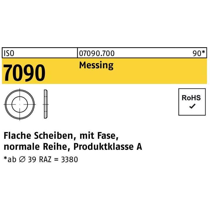 Zubehör Befestigungstechnik, Unterlegscheibe DIN 125-1 Form A 23 x39 x3 Messing