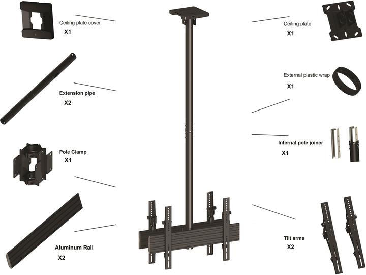 Actual product image Multibrackets M Ceiling Mount Pro MBC1UX2 (Ceiling, 100 kg, 40" - 75")