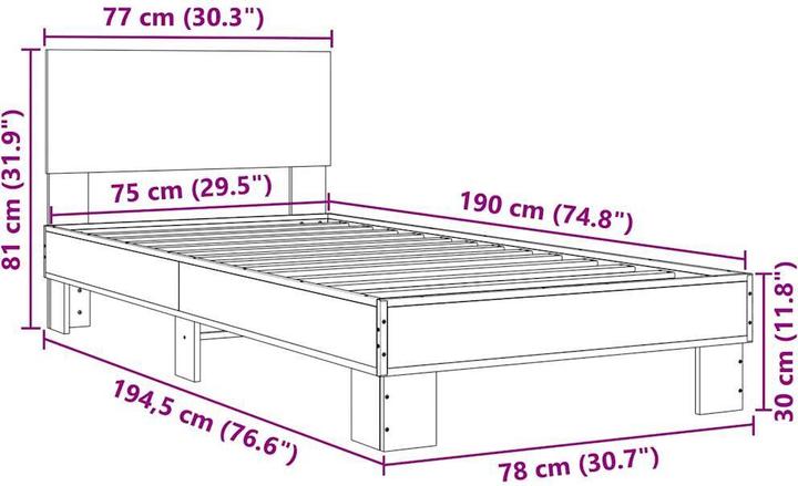 Image du produit vidaXL Bettgestell (75 x 190 cm)