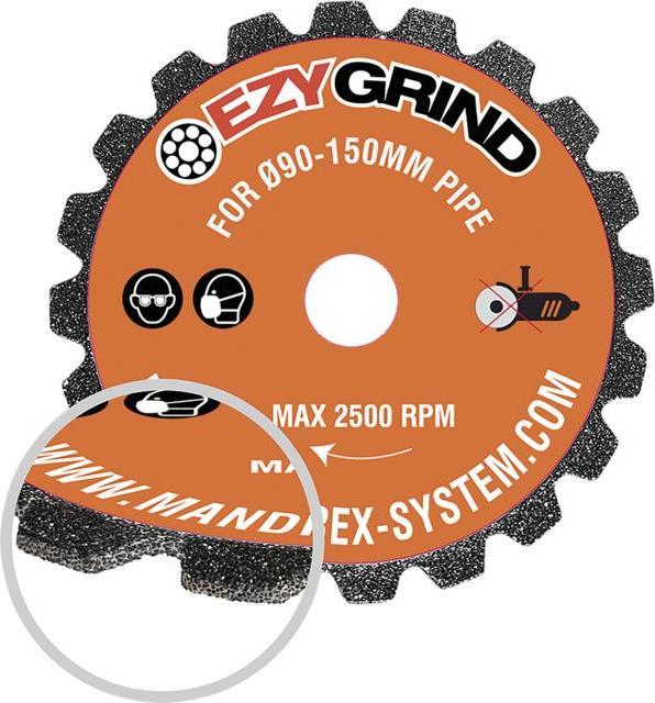 Actual product image Room05 Mandrex EzyGrind rørskaerer - T/Ø90-150mm PVC rør, diamond coated, t/indv. skaering