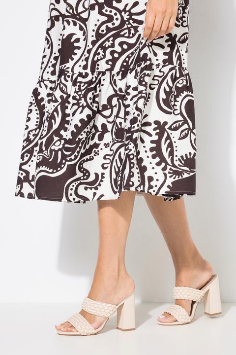 Image du produit Ulla Popken Robe midi motif cachemire, décolleté en V et manches 3/4, coupe évasée (58)