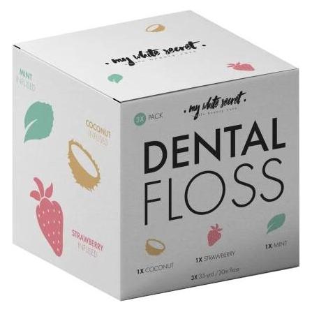 My White Secret, Flosdraad, Tandzijde (Dental Floss) 3 Stuks (50 m)