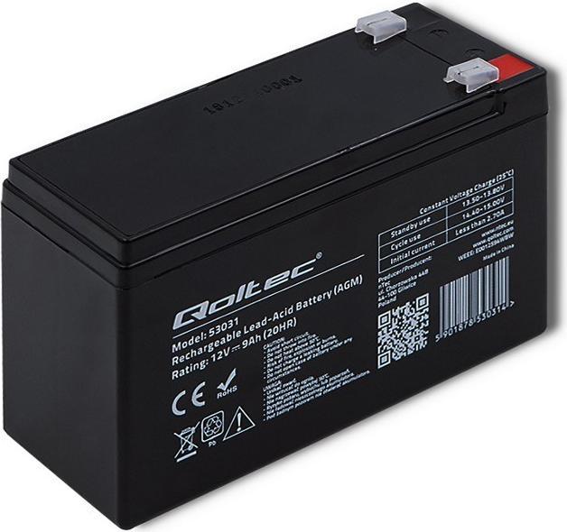 Qoltec 53031 AGM battery| 12V| 9Ah| max 135A - Battery - 9.000 mAh (12 V, 9 Ah)