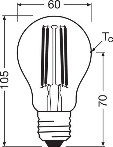 Actual product image Osram LED LAMPS ENERGY CLASS A ENERGY EFFICIENCY FILAMENT CLASSIC A 3.8W 840 Clear E27 (E27, 3.80 W, 806 lm, 6 x, A)
