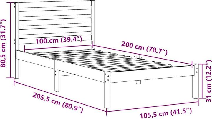 Produktbild vidaXL Plattformbettgestell (75 x 190 cm)