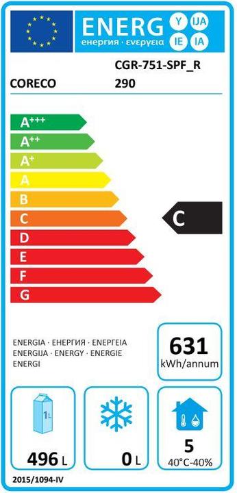 Energie-Label Gastro Hero Kühlschrank Profi GN / (610 l)