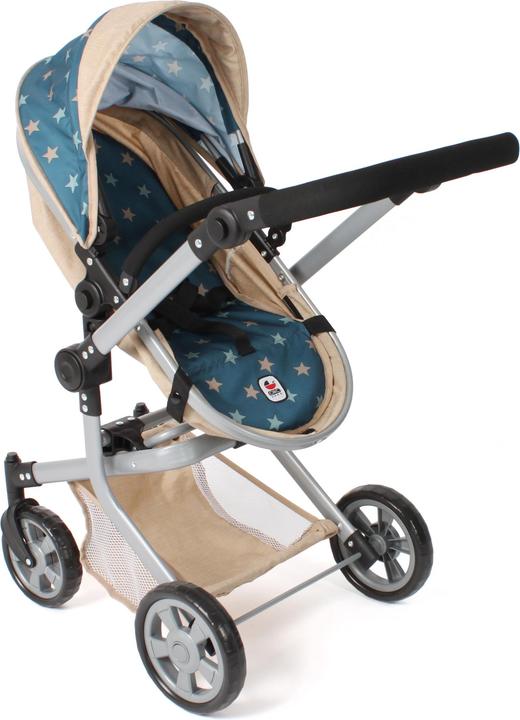 Actual product image Bayer Chic 2000® 2in1 Puppenwagen Mika – Sternchen beige-türkis – faltbar – höhenverstellbarer Griff