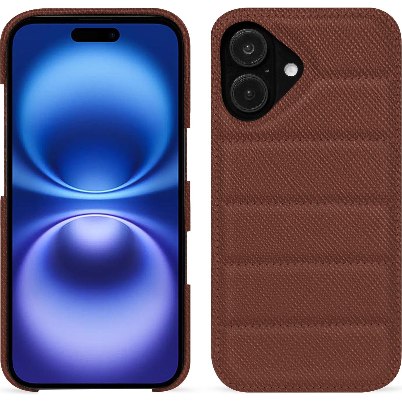 Noreve Lederschutzhülle (Apple iPhone 16), Smartphone Hülle, Braun