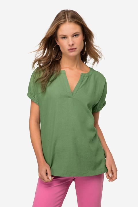 Immagine prodotto Laurasøn Leinenmix-Bluse, Tunika-Ausschnitt, elastischer Halbarm-Abschluss (M)