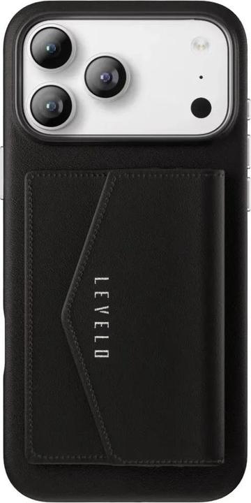 Produktbild Levelo Vertex PU Kunstleder Kartenfach Hülle Apple iPhone 17 Pro Max - Schwarz (Apple iPhone 17 Pro Max)
