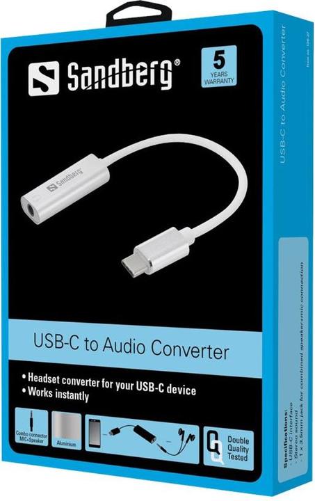 Produktbild Sandberg Adapter USB-C auf Klinkenstecker (USB, 140 cm)