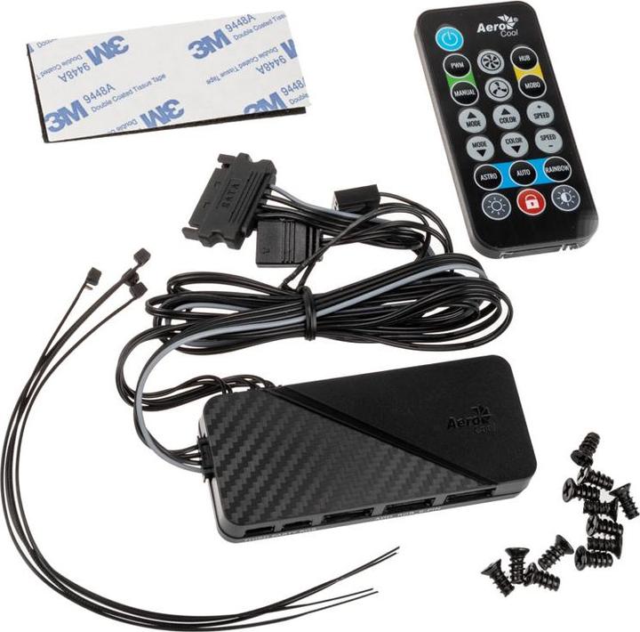 Actual product image AeroCool DUO12PRO Kit 3xFan 12cm ARGB LED Dual Ring Antivibration 6 Pins Black (120 mm, 3 x)