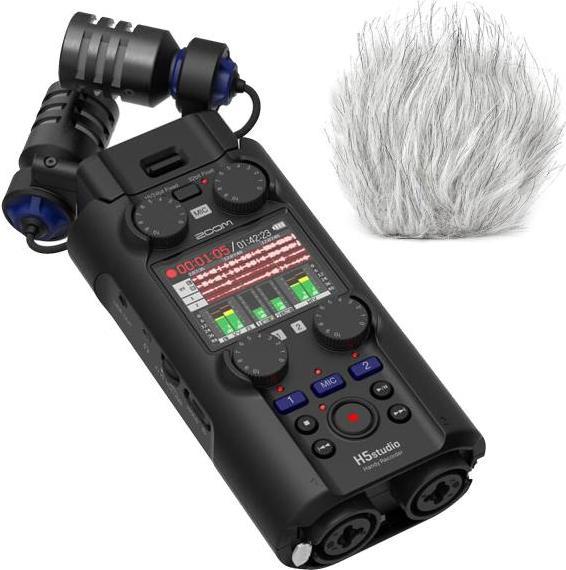 Zoom Audio-Recorder H5 Studio mit Fell-Windschutz (Multitrack recorder)