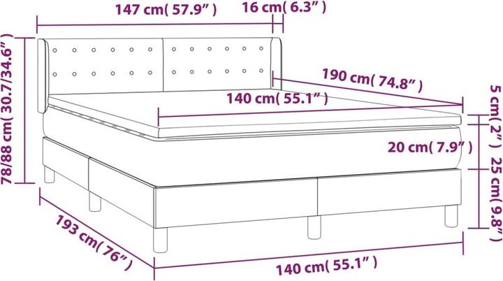 Actual product image vidaXL Boxspringbett (140 x 190 cm)