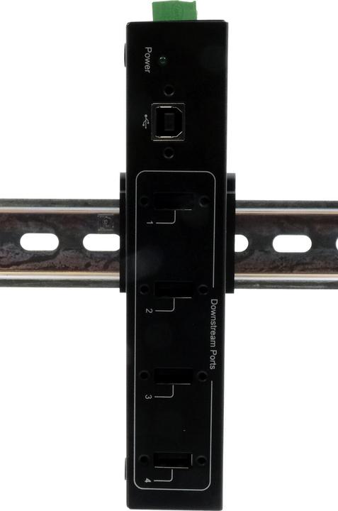 Produktbild Exsys GmbH 4 Port USB 2.0 Metall-HUB, für Tisch, Wand- und DIN-Rail Montage, 15KV ESD Schutz (USB-B, 4 Ports)