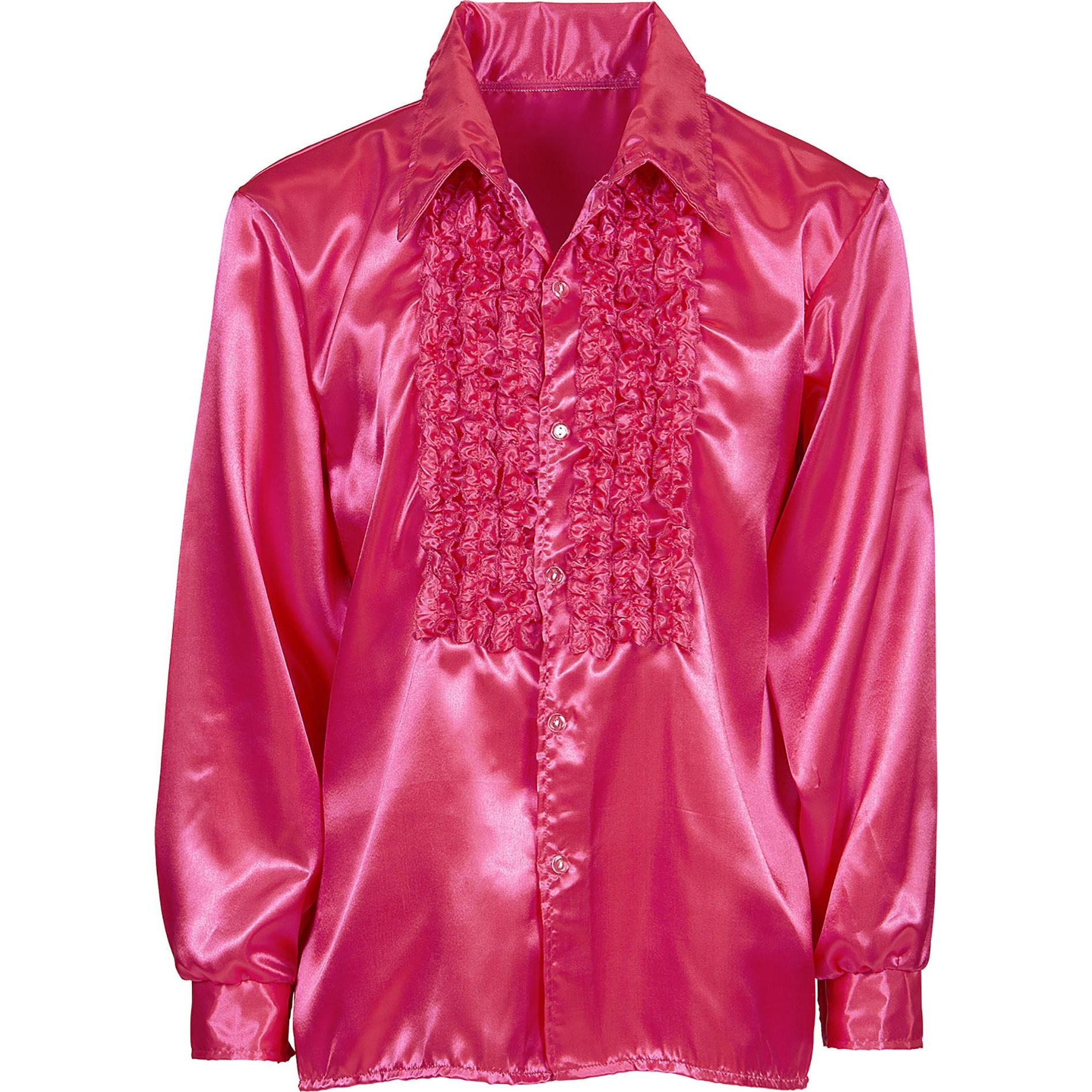 Thumbnail - Widmann 70er JAHRE DISCO FASHION - PINK (Rüschenhemd aus Satin), XL (XL)