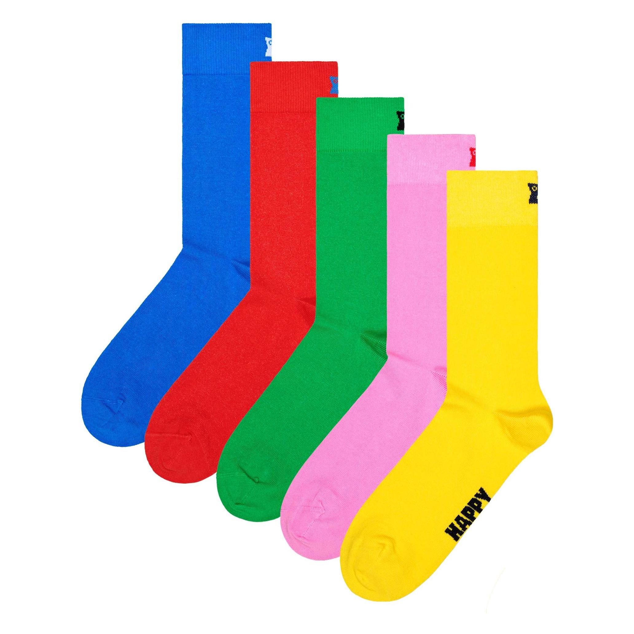 Happy Socks, Unisex, Socken, Solid, Mehrfarbig, Blau, (5er Pack, 36 - 40)