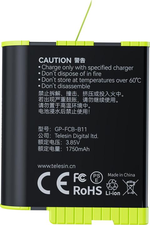 Image du produit Telesin Batterie de charge rapide pour GoPro Hero 11/10/9 GP-FCB-B11