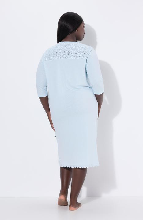 Produktbild Ulla Popken Nachthemd, Lochstickerei, Zierfalte, Rundhals, 3/4-Arm (60)