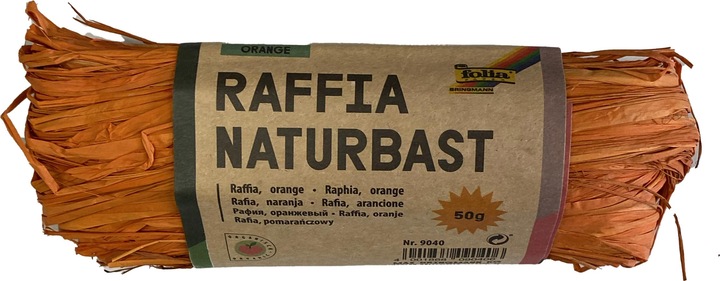 Actual product image Folia Bringmann Natural Bast Raffia 50g Orange
