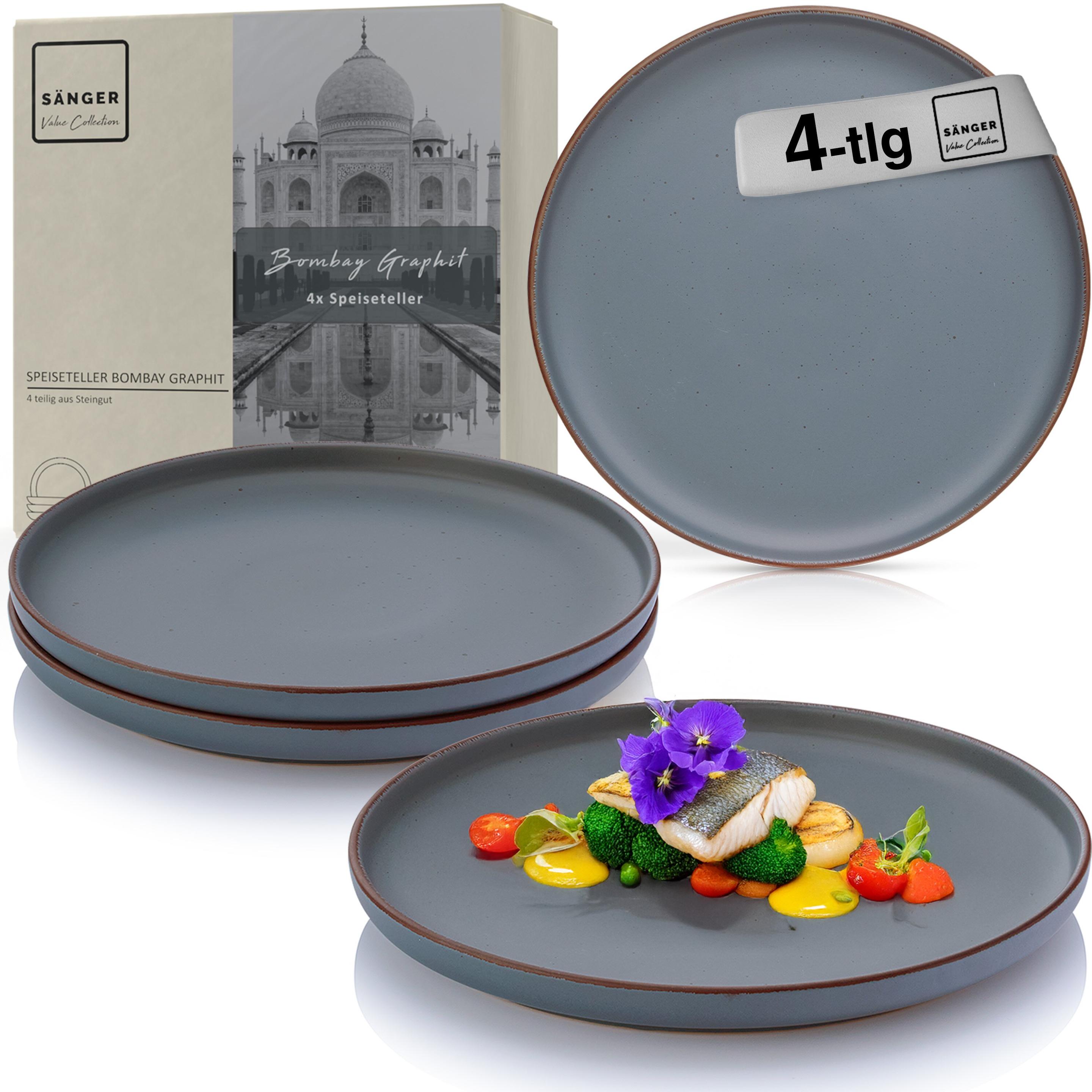 Sänger Speiseteller Set Bombay Graphit, Teller, Grau