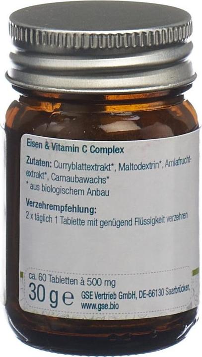 Image du produit GSE Fer + Vitamine C Complexe bio cpr (60 pièce(s), Cachets, 123 g)