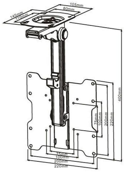 Actual product image Multibrackets Flip Down Black (Ceiling, 32", 14 kg)
