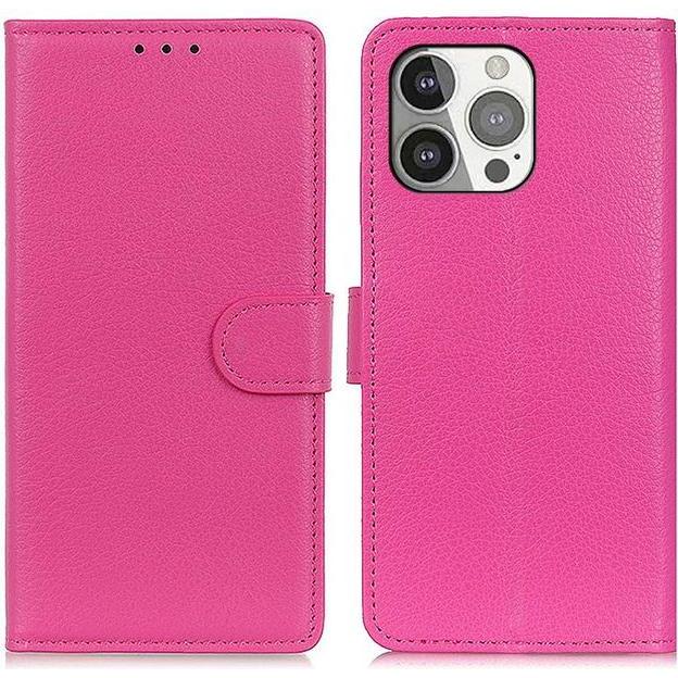 Thumbnail - MU Classic Litchi Leder Bookcover Series (Apple iPhone 13 Pro), Smartphone Hülle, Rosa