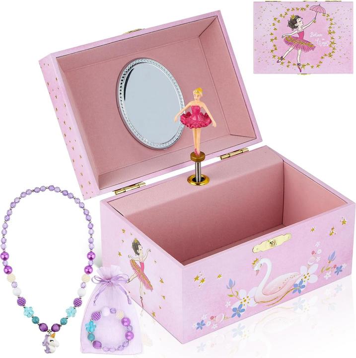 Only-Bags.Store Musik-Schmuckkästchen mit Halskette, Armband, Musik-Schmuck Aufbewahrungsbox