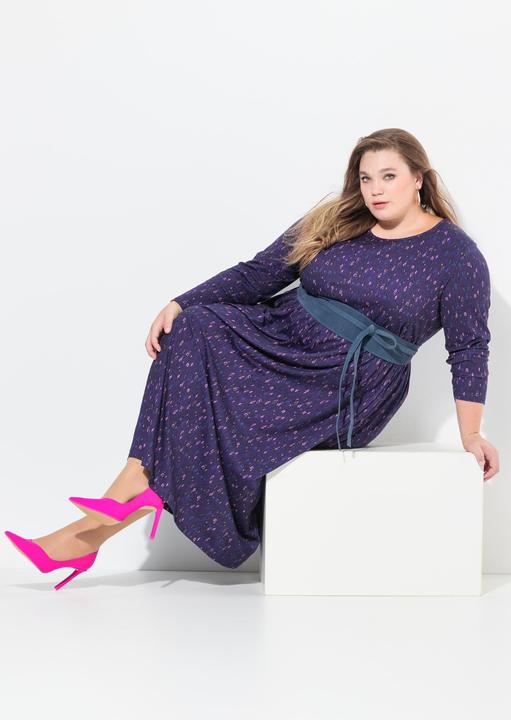 Produktbild Ulla Popken Jerseykleid, grafischer Druck, A-Linie, Rundhals, Langarm (54)