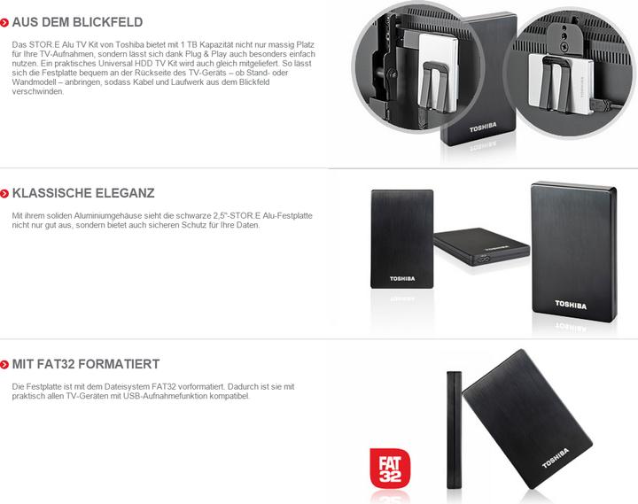 Produktbild Toshiba HDD STOR.E Alu TV Kit 1TB