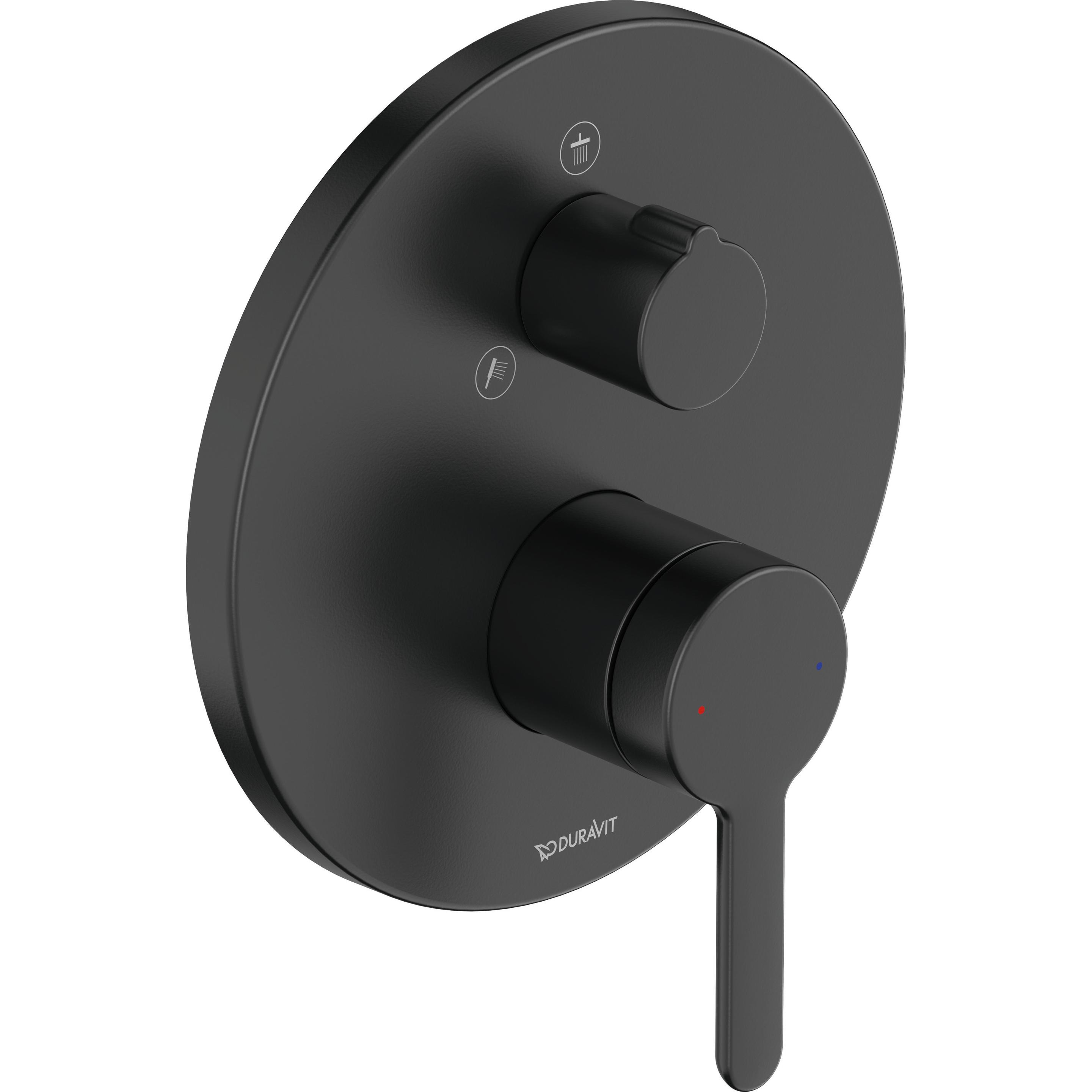 Duravit, Badarmatur, Einhebel-Brausemischer C.1 UP mit Umstellventil rund schwarz matt