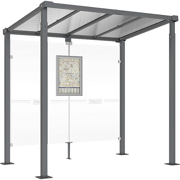 SPL Pensilina MILANO, senza pannello laterale, larghezza 2520 mm, grigio antracite.