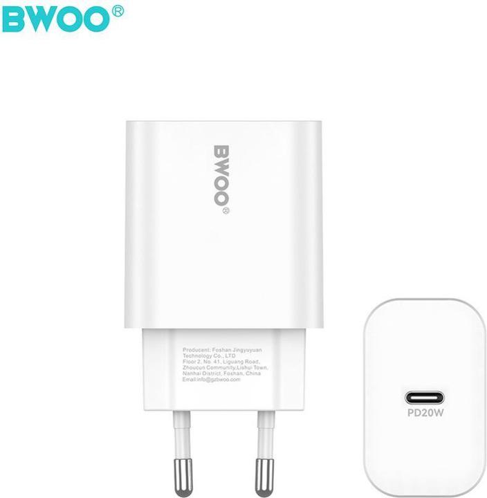 Actual product image Bwoo wall charger CDA233 PD 20W 1x USB-C white (20 W, 1 portion)