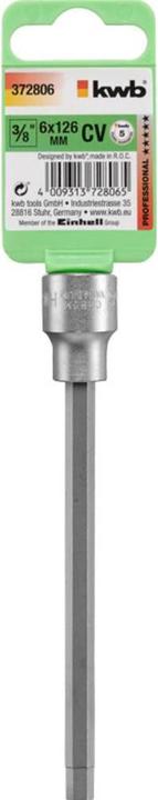 Actual product image kwb 372806 External hexagon socket spanner bit insert 6 mm 1 piece 3/8" (6 mm)