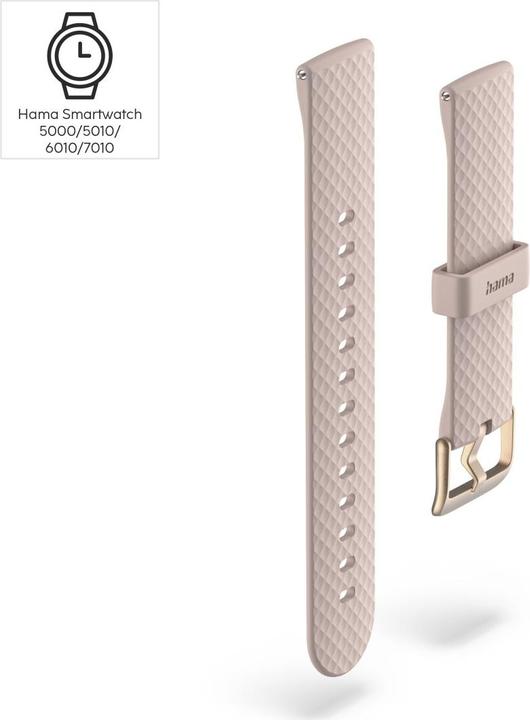 Produktbild Hama Armband zum Wechseln für Smartwatch 5010, Silikon, Rosé (Edelstahl, Silikon)