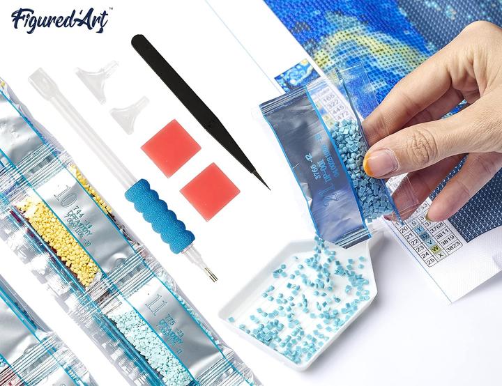 Image du produit Figured'Art Broderie Diamant - Oiseaux et Fleurs Blanches