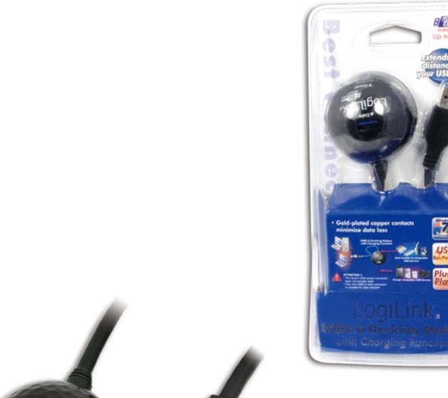 Actual product image LogiLink USB 3.0 Docking Station, 2-fold, with charging function Connection PC: USB plug, connection Docking (USB-A, 2 ports)