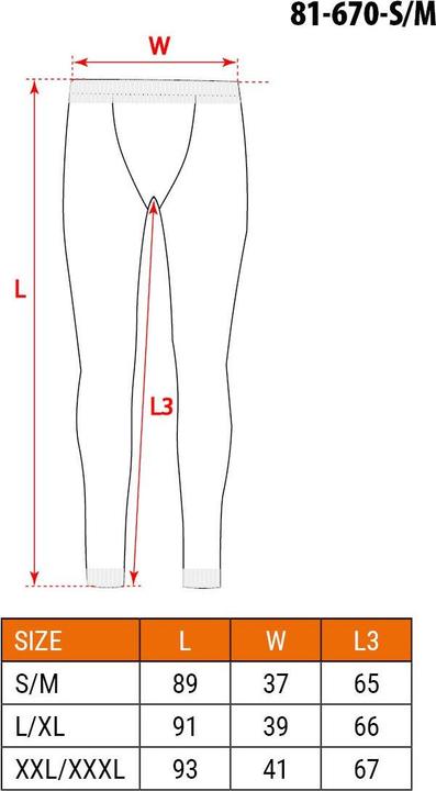 Nährwerte und Zutaten Neo Thermoaktive lange Unterhose, Grösse S (S, M)